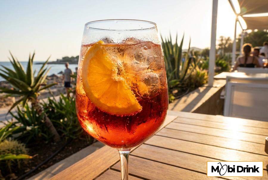 Aperol Orange Spritz w kieliszku z lodem