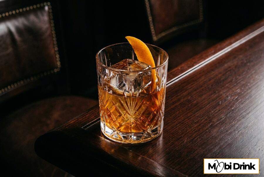 Apple Fashioned krótki drink z dużą kostką lodu
