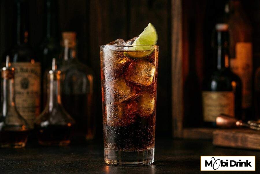 Drink Bacardi Spiced z colą i limonką