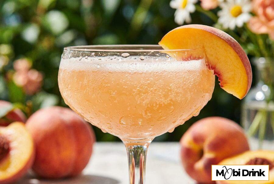 Włoski drink Bellini z musem brzoskwiniowym