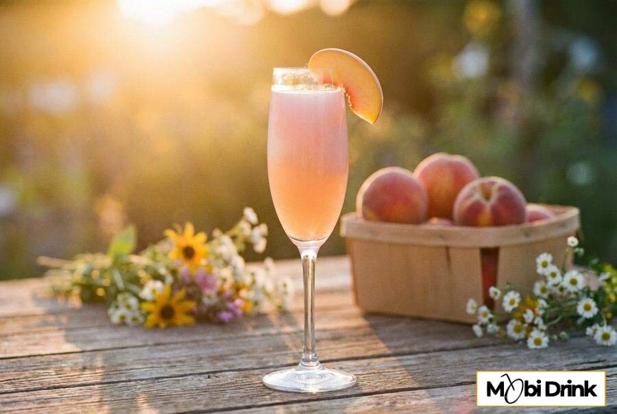 Brzoskwiniowy drink bellini w kieliszku do szampana