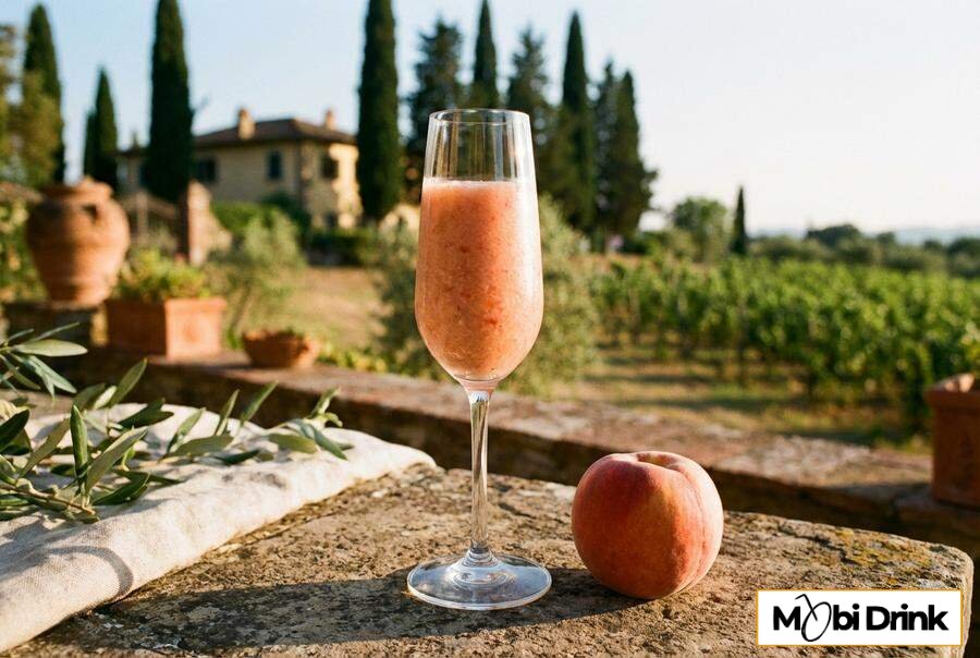 Klasyczny drink Bellini z musem brzoskwiniowym