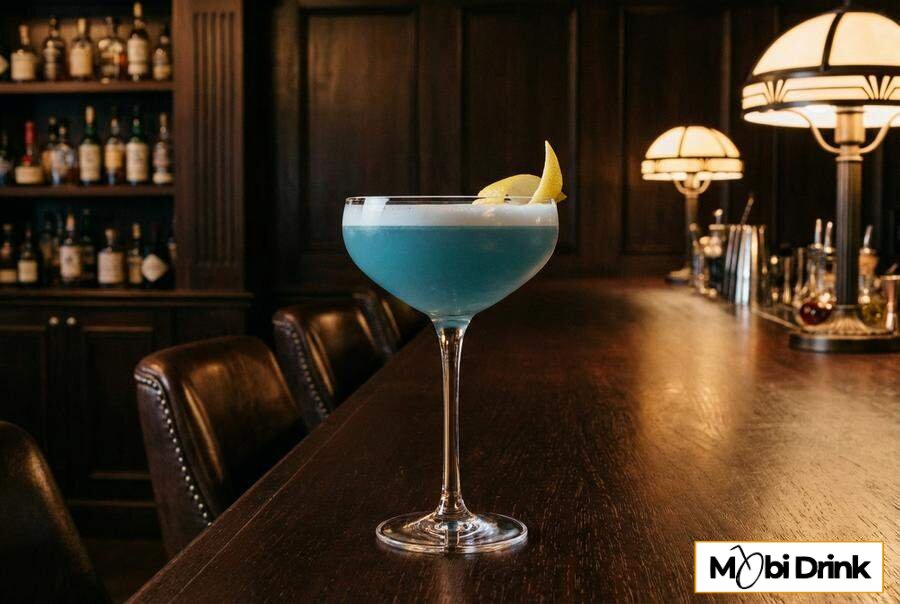 Elegancki drink Blue Lady w kieliszku