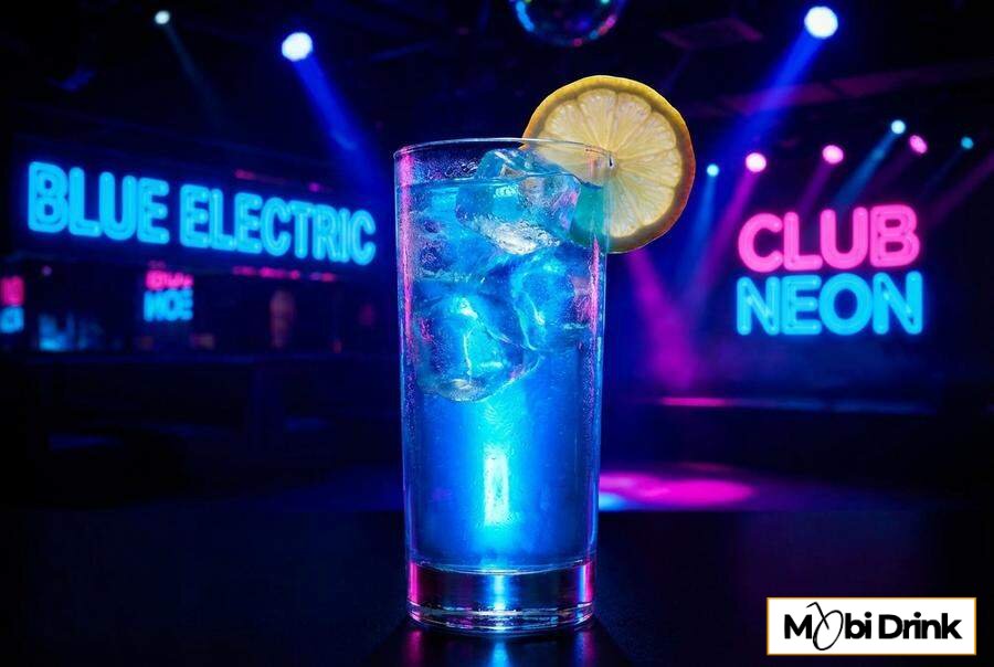 Niebieski drink Blue Lagoon z cytryną
