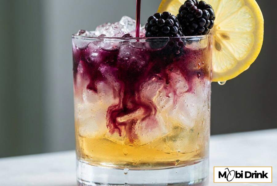 Drink Bramble z likierem jeżynowym i lodem