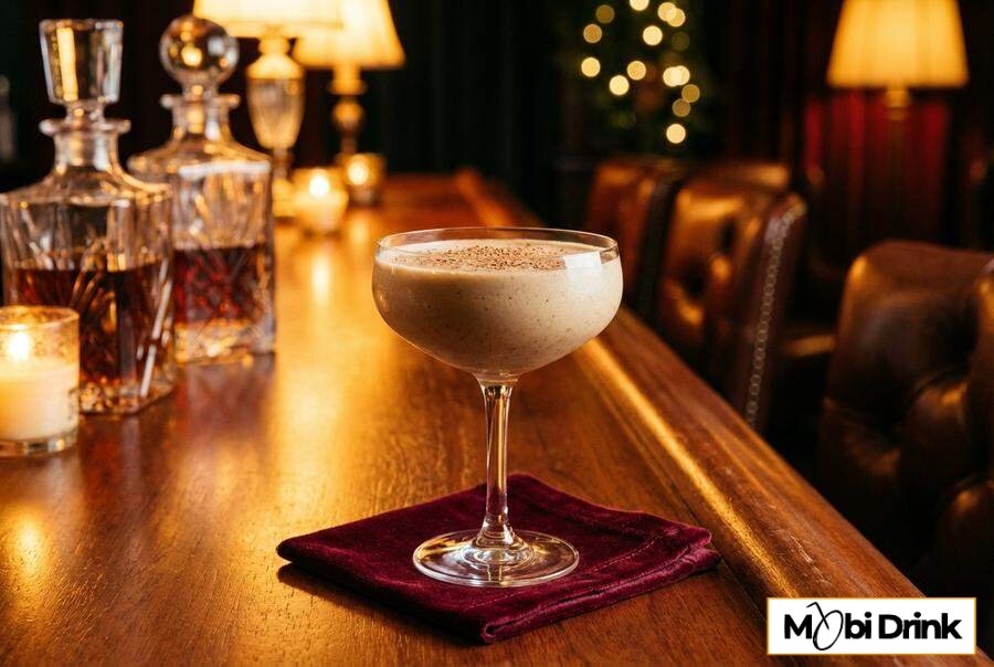 Kremowy drink Brandy Alexander z gałką muszkatołową