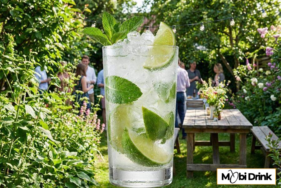 Cachaça Mojito z dużą ilością mięty i lodu