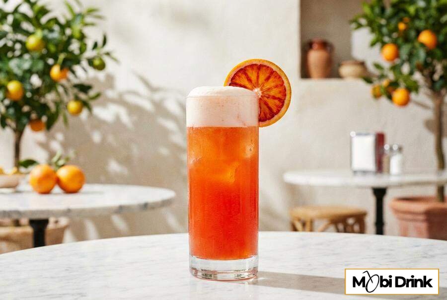 Koktajl Campari Orange z puszystą pianką w szklance