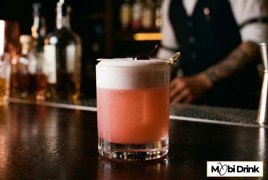 Różowy drink cherry vodka sour z pianką