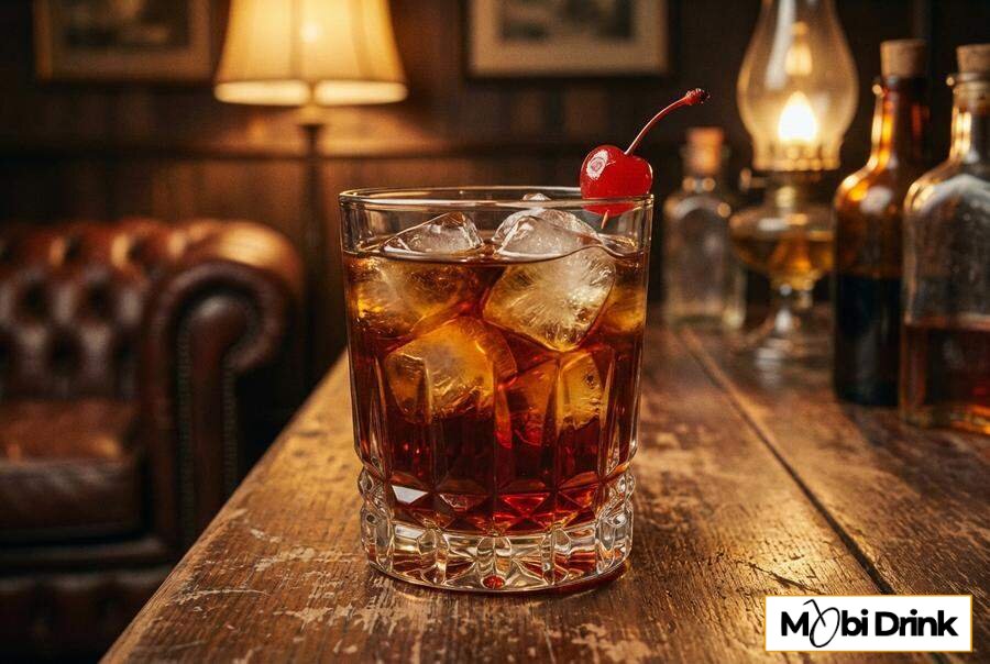 Słodki drink cherry whisky cola z wiśnią