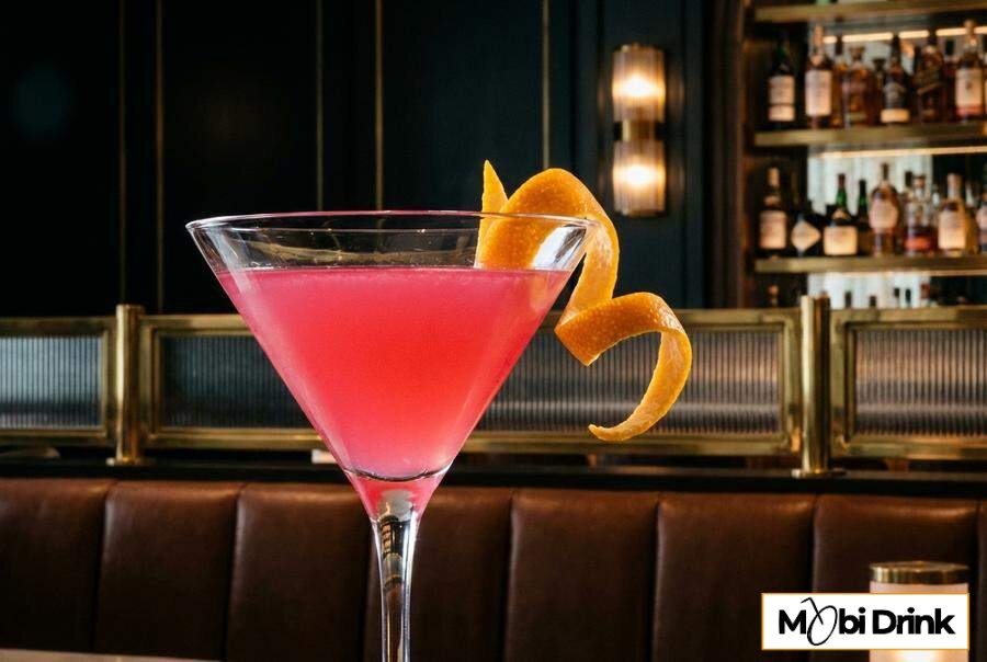 Różowy drink Cosmopolitan w kieliszku do martini