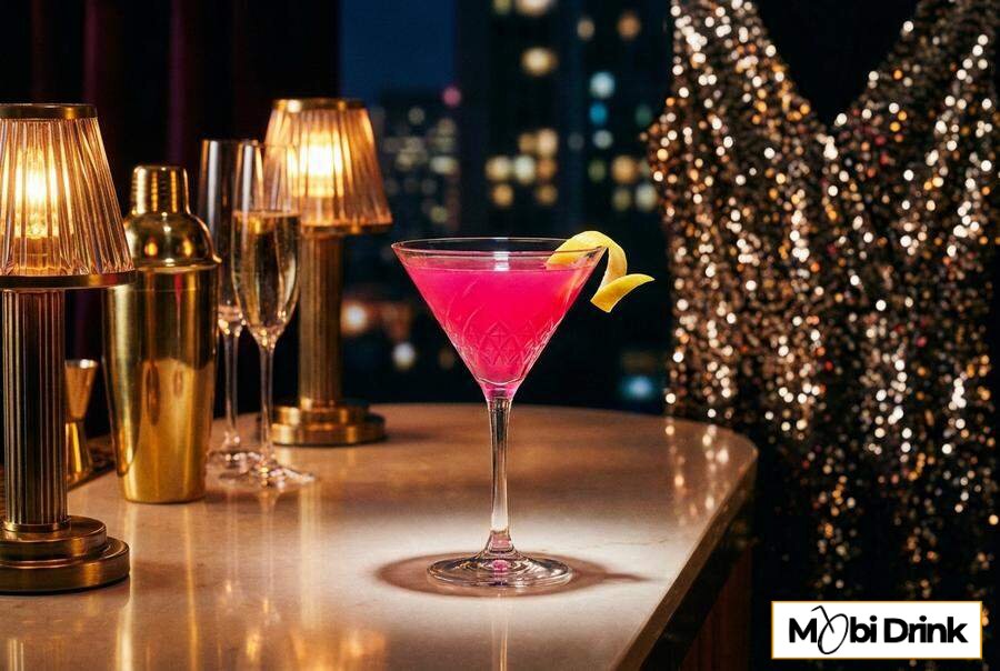 Różowy Cosmopolitan w kieliszku