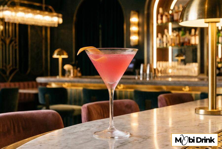 Różowy drink Cosmopolitan w kieliszku