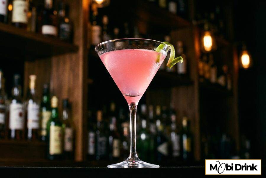 Różowy drink Cosmopolitan w kieliszku martini