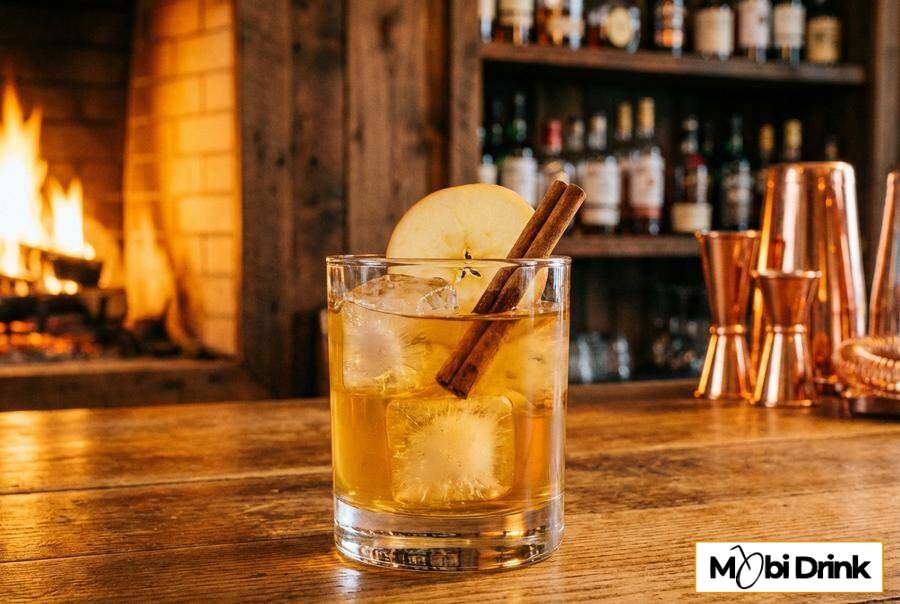 Drink z whisky i cydrem z cynamonem