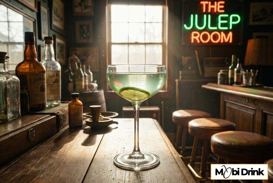 Gin Gimlet z limonką w kieliszku retro