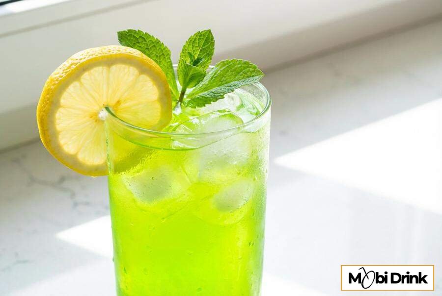 Neonowy zielony drink Ludwik z cytryną