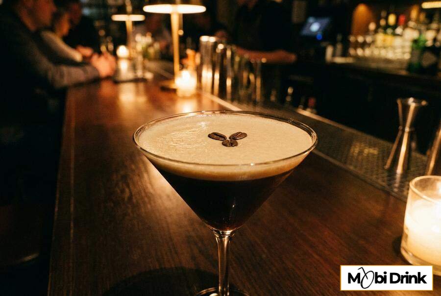 Kawowy drink Espresso Martini z ziarnami kawy