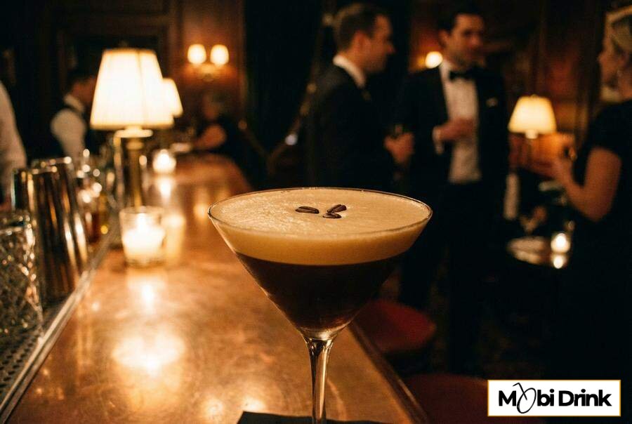 Espresso Martini z dodatkiem likieru sambuca
