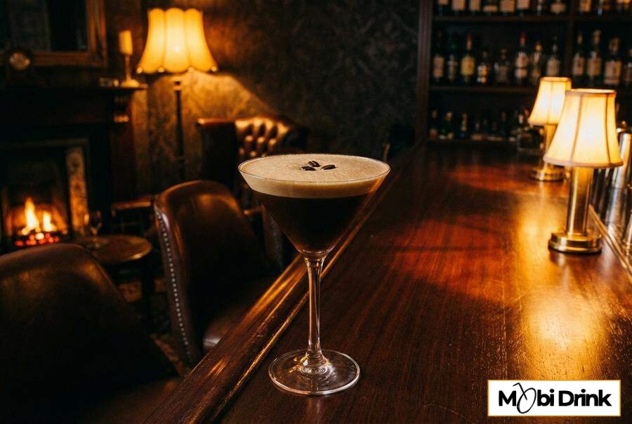 Espresso Martini z likierem kawowym w kieliszku