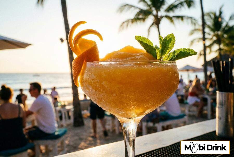 Mrożony Frozen Aperol Spritz w oszronionym kieliszku