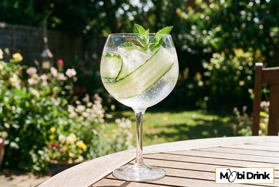 Drink z ginem spritem i świeżym ogórkiem