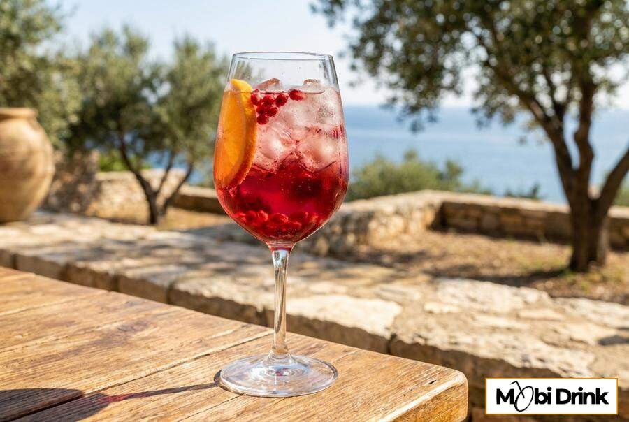 Granatowy Spritz z plastrem pomarańczy