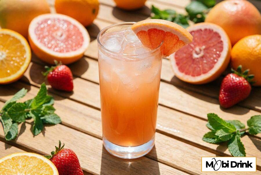 Różowy drink Grepper z sokiem grejpfrutowym i lodem