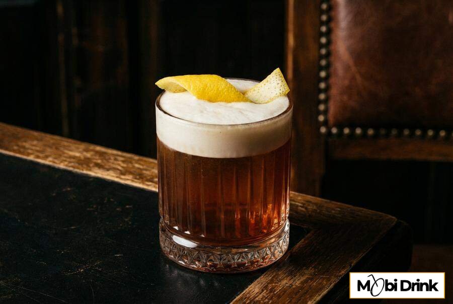 Drink Jäger Sour z białą pianką i cytryną