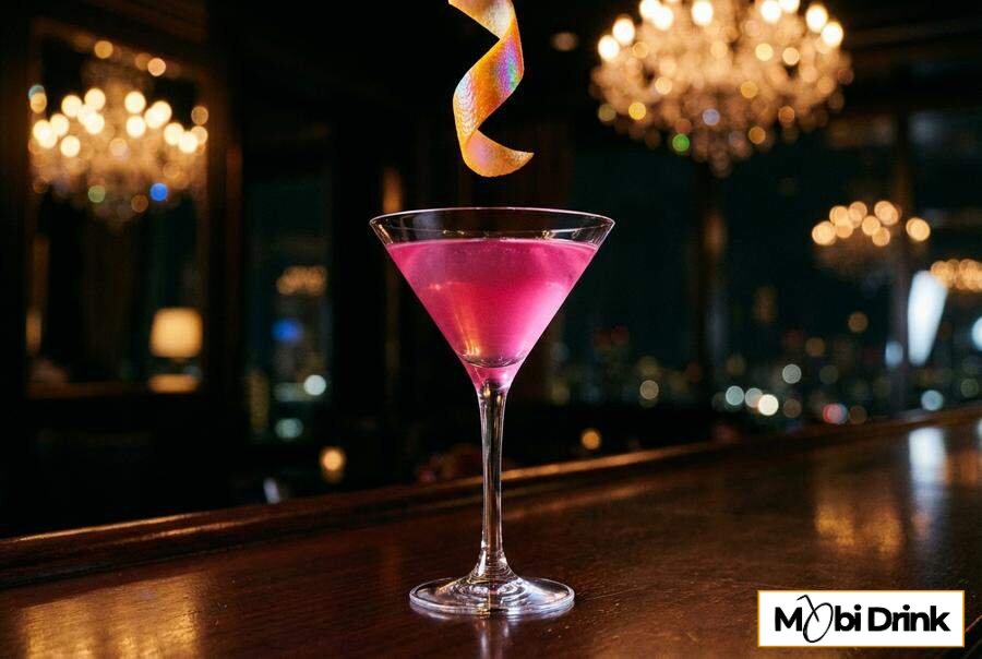 Różowy drink Cosmopolitan w kieliszku do martini