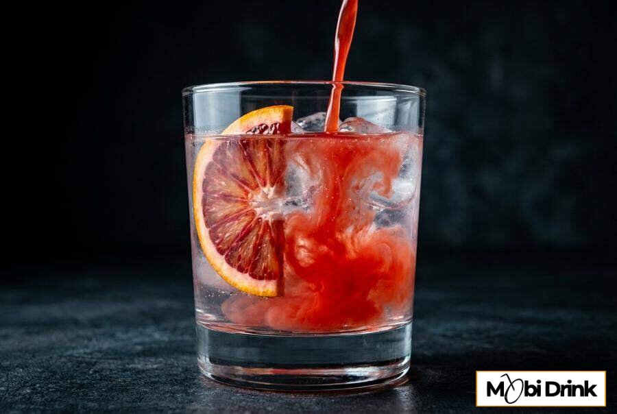 Drink z sokiem z czerwonej pomarańczy i tonikiem