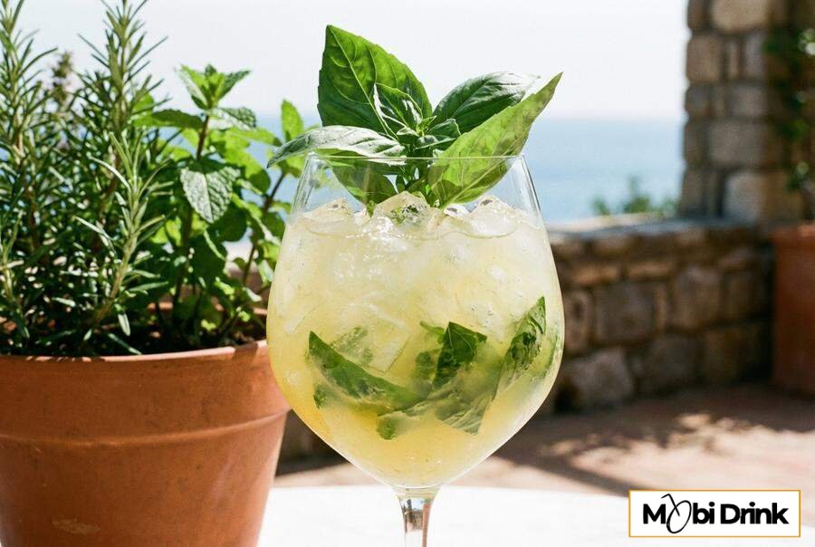 Ziołowy drink z Limoncello i świeżą bazylią