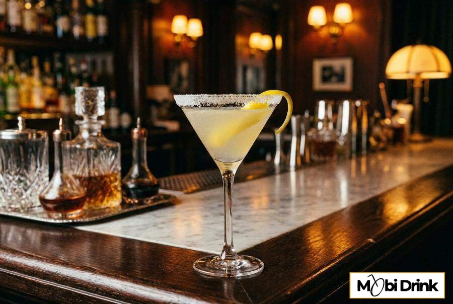Elegancki Limoncello Martini z cukrowym brzegiem