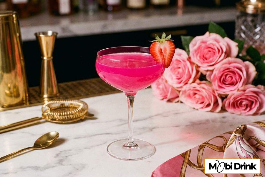 Różowy drink malibu barbie z owocami