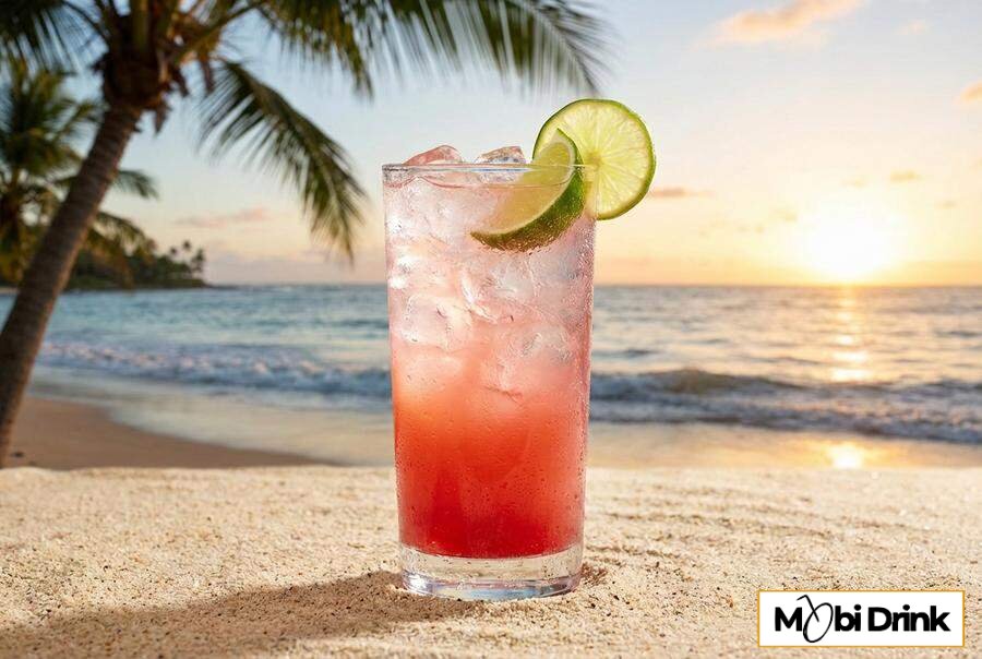 Orzeźwiający drink malibu bay breeze z żurawiną