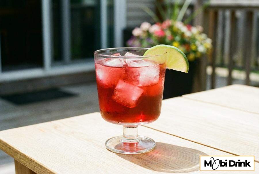 Czerwony drink Malibu Bay Breeze z żurawiną