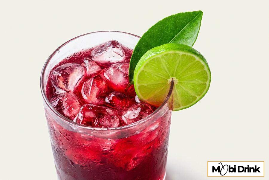 Czerwony drink malibu z sokiem żurawinowym