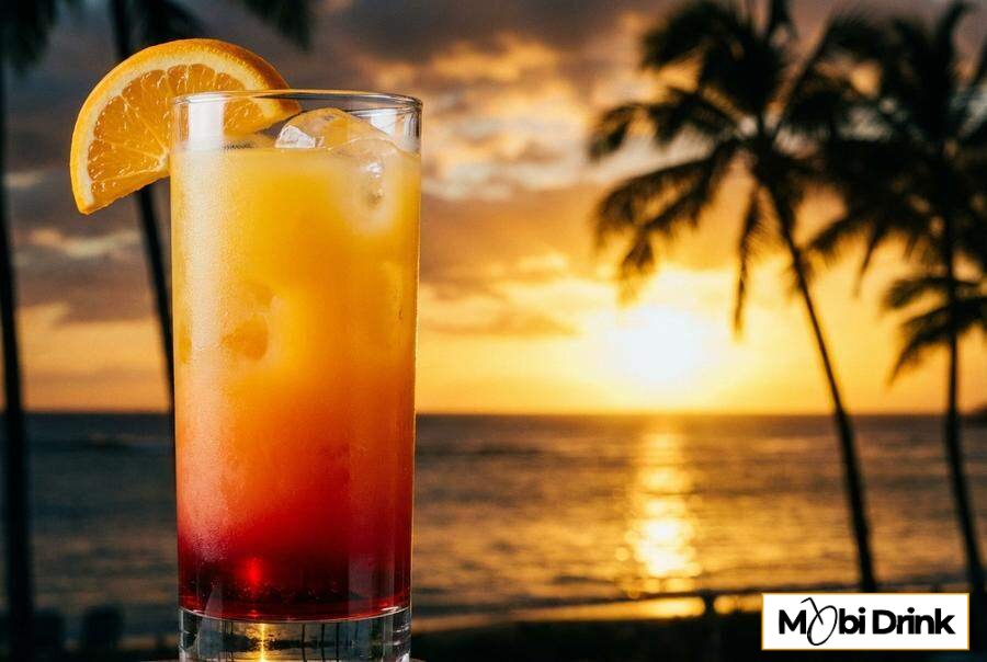Warstwowy drink Malibu Sunrise z efektem gradientu