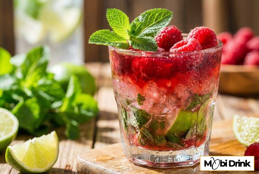 Drink Malinowe Mojito z miętą i kruszonym lodem