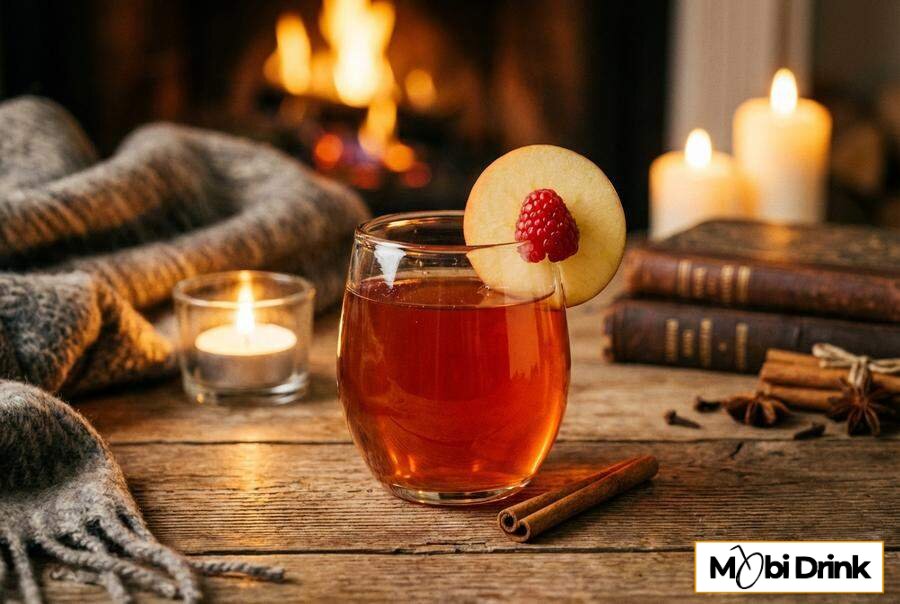 Owocowy drink z sokiem jabłkowym i malinami