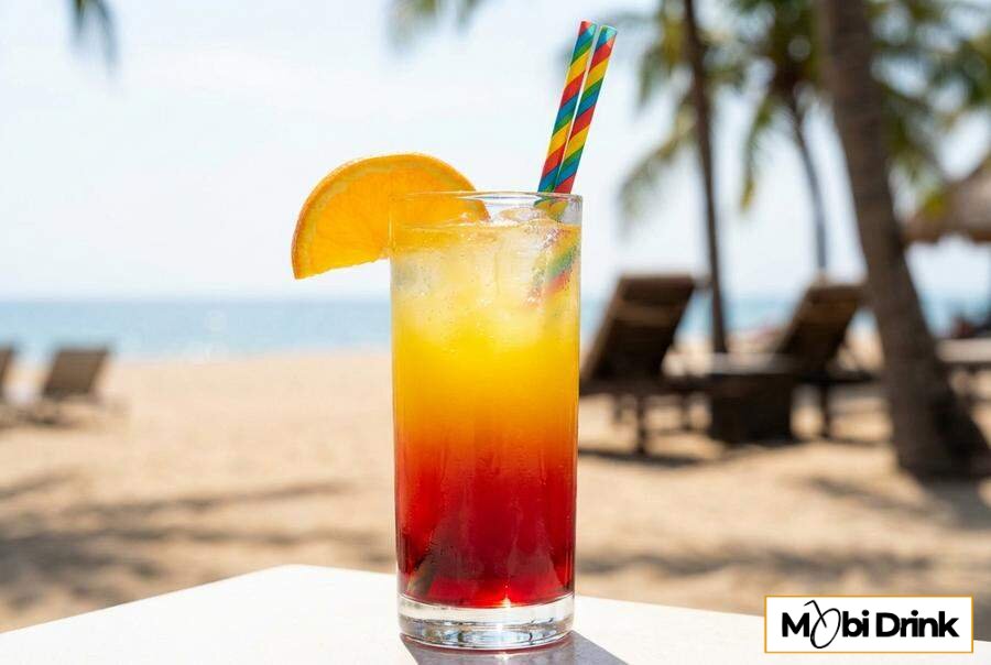 Warstwowy drink Mango Sunrise z grenadyną