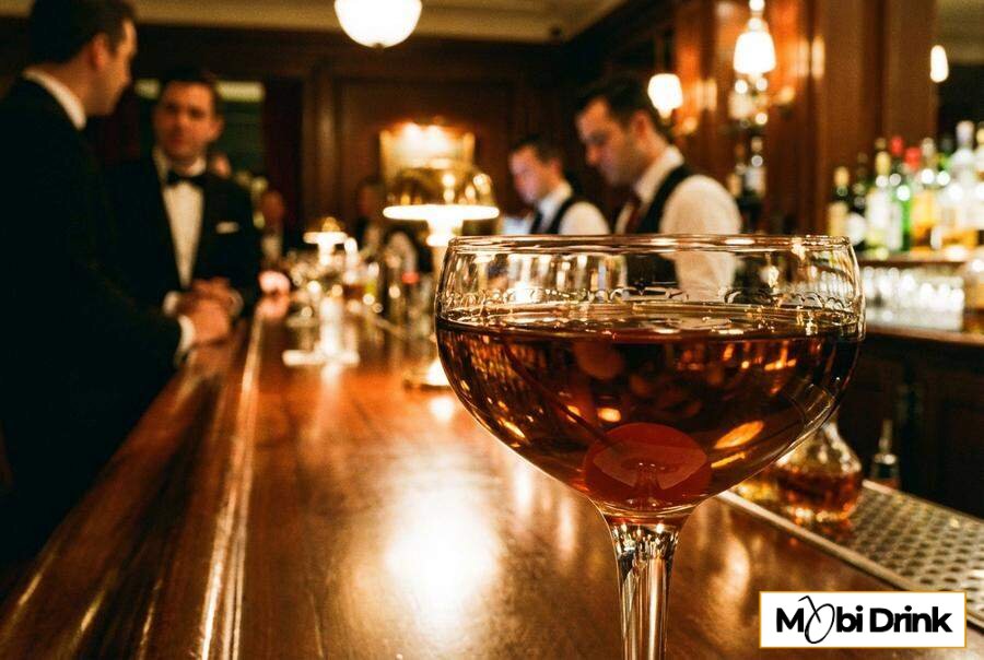 Elegancki drink Manhattan z wisienką koktajlową