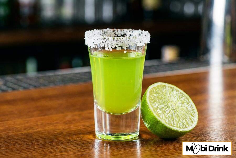 Margarita Shot w kieliszku z solą na krawędzi