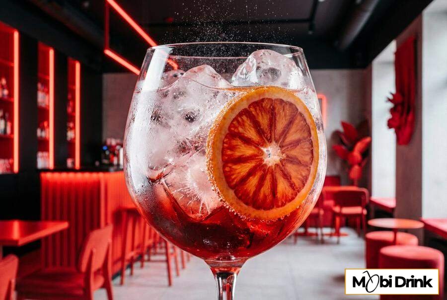 Czerwone Martini Fiero z tonikiem i pomarańczą