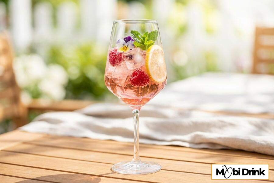 Różowy drink Martini Rosato Spritz z owocami