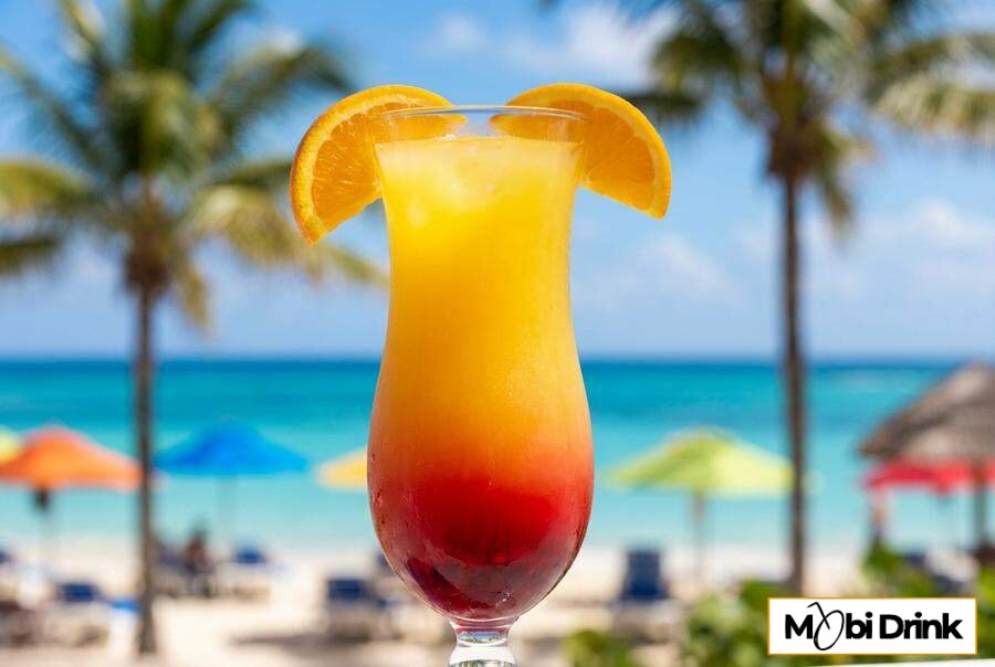 Warstwowy drink Metaxa Sunrise z sokiem pomarańczowym