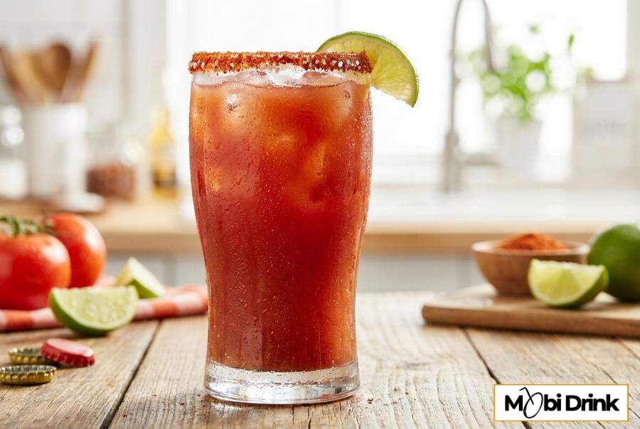 Pikantna Michelada bez alkoholu z sokiem pomidorowym i limonką