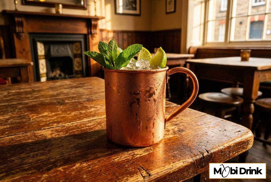 Moscow Mule w miedzianym kubku z miętą