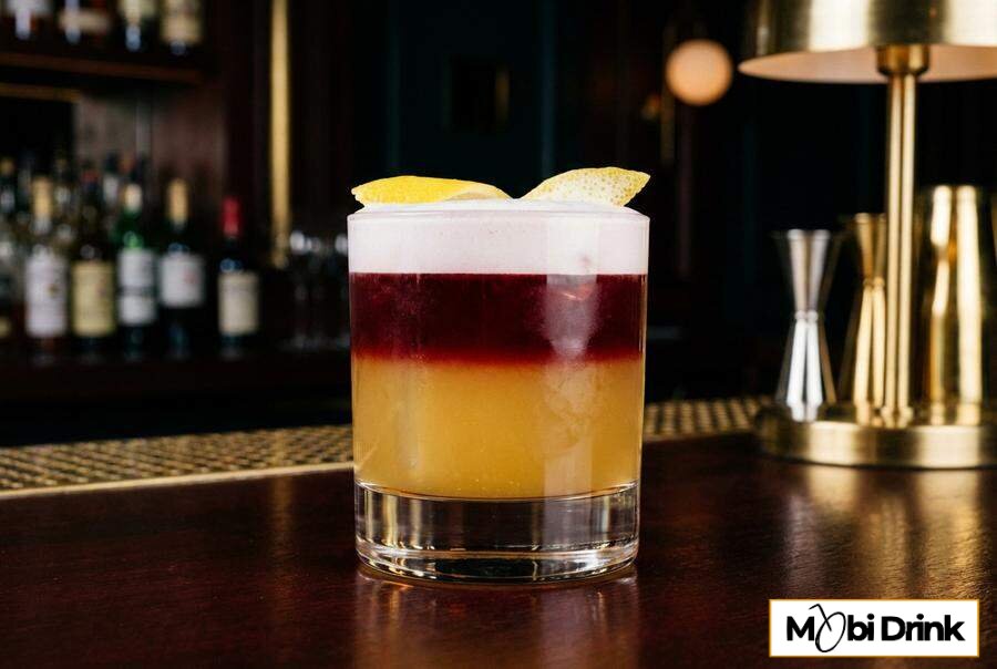 Warstwowy drink New York Sour z whiskey i winem