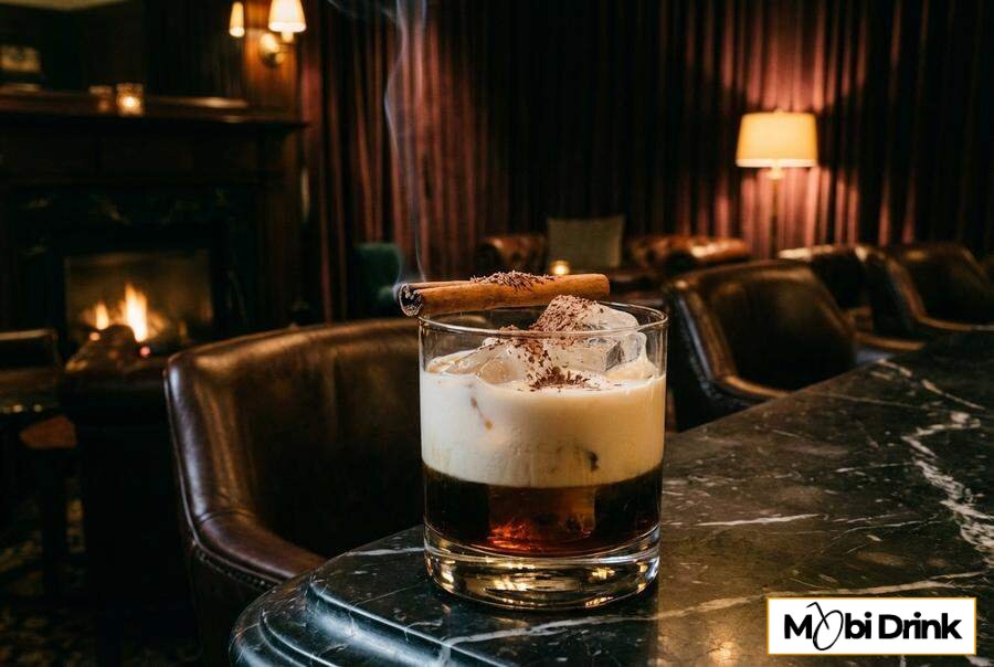 Drink Orzechowy Rosjanin w niskiej szklance